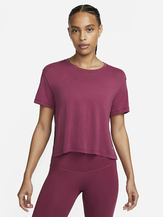 Nike Γυναικείο T-shirt Dri-Fit Μπορντό