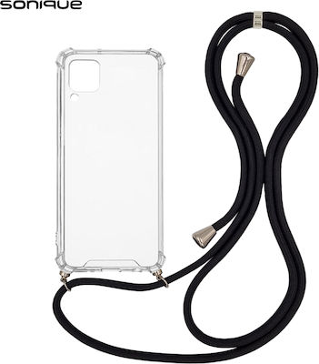 Sonique Armor Silicone Back Cover with Strap Transparent / Black (Huawei P40 Lite)