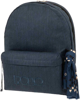 Polo Original Double Scarf School Bag Backpack Junior High-High School in Blue color 2023