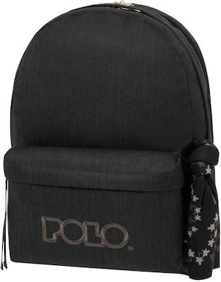 Polo Original Double Scarf Σχολική Τσάντα Πλάτης Γυμνασίου - Λυκείου σε Μαύρο χρώμα 2023