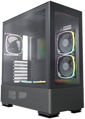 Montech GEMT-007 Gaming Midi Tower Computer Case with RGB Lighting Black