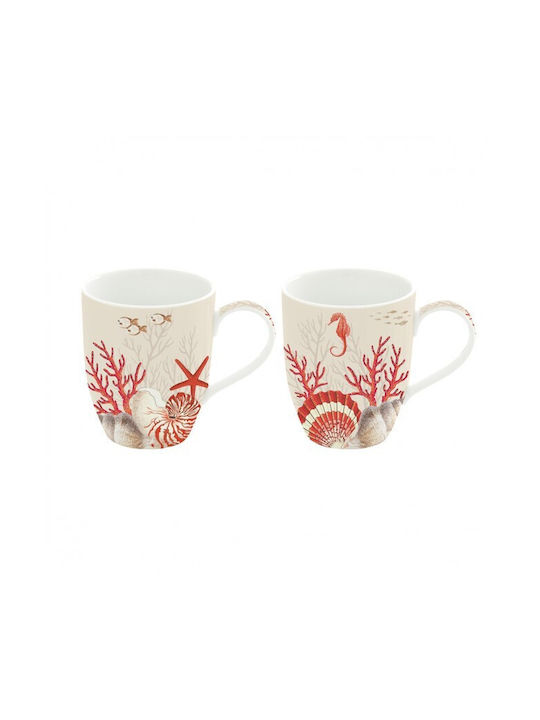 Marva Coral Reef Garden Porcelain Cup Multicolour 350ml 2pcs