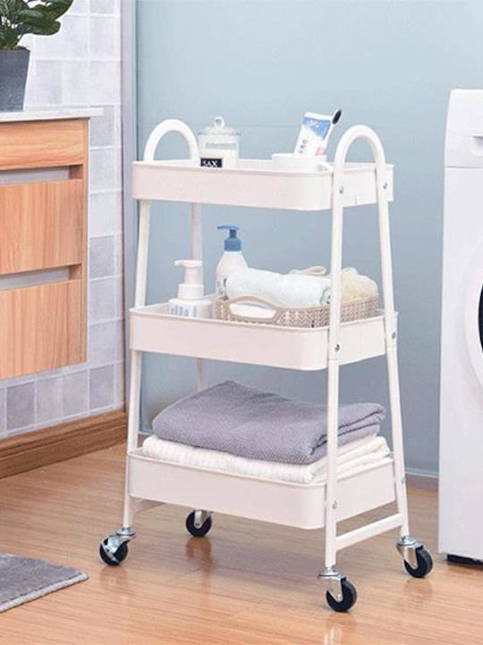 Next Metallic Kitchen Trolley 3 Tiers White 41x...