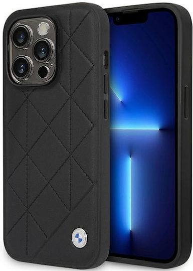 BMW Leather Quilted Back Cover Δερματίνης / Πλαστικό Μαύρο (iPhone 14 Pro)