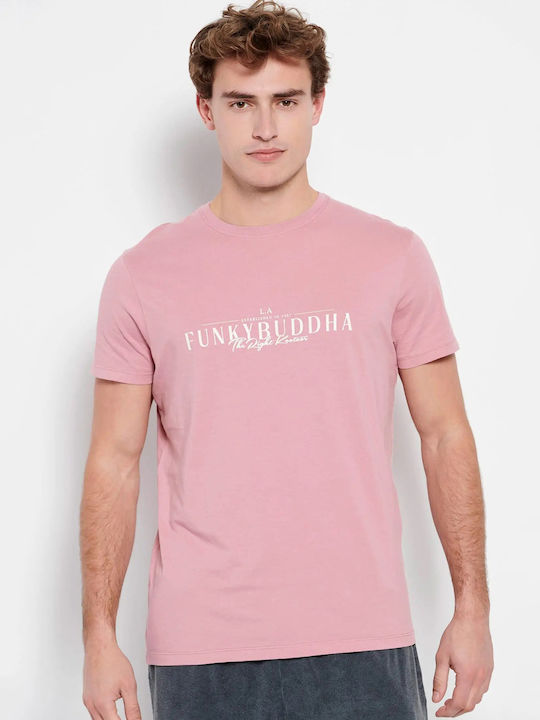 Funky Buddha Herren T-Shirt Kurzarm Rosa