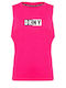 DKNY Summer Women's Cotton Blouse Sleeveless Fuchsia