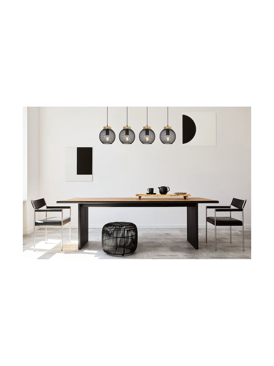 Globo Lighting Pablo Pendant Light Black Rail for 4 Bulbs E27 95x20x120cm