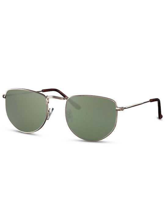 Solo-Solis Мъжки Слънчеви очила с сребърен Метален Рамка и Зелен Леща NDL8039