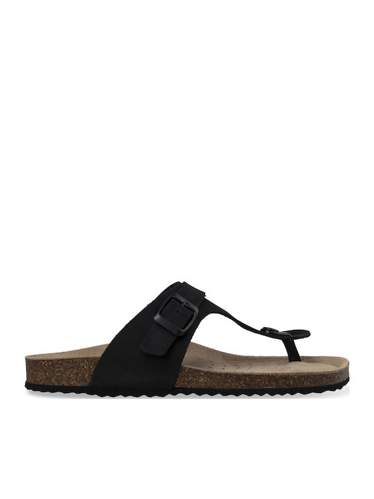 Brionia Leather Women's Flat Sandals Anatomic in Black Color