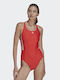 Adidas 3-Stripes One-Piece Swimsuit Red