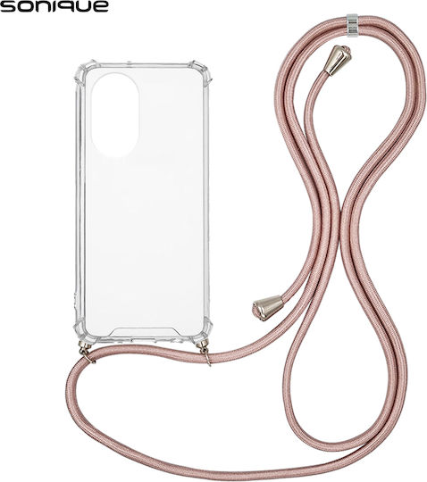 Sonique Armor Задна корица Силикон с Каишка Transparent / Pink Gold Satin (Honor 50 5G)