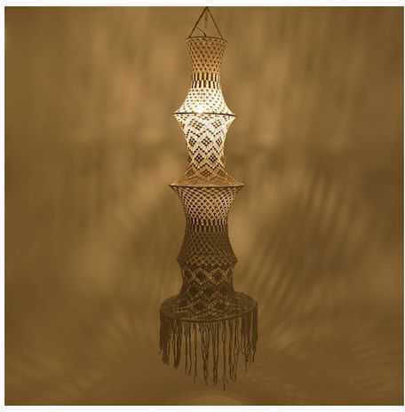 Inart Natural Pendant Light Beige 41x185cm