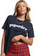 Superdry Damen Sportlich T-shirt Marineblau