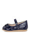 Kids Leather Ballerinas with Elastic Strap Blue