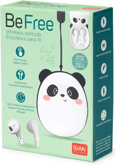 Legami Milano Be Free Earbud Bluetooth Handsfree Ακουστικά με Θήκη Φόρτισης Panda