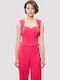 Damen Korsett Bluse Ärmellos Fuchsie