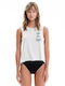 Keep It Cool Γυναικείο Αθλητικό Crop Top Αμάνικο Off White
