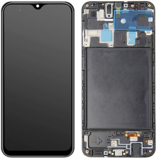 Οθόνη Incell mit Touch-Mechanismus und Rahmen für Galaxy A20 (Schwarz)