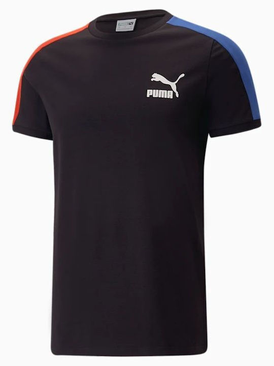 Puma T7 Iconic T-shirt Bărbătesc cu Mânecă Scurtă Black/Royal Sapphire