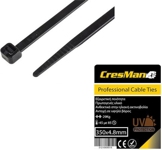 Cresman Plastic Cable Ties 900mmx8.8mm In Black Colour 25 Pieces 07368