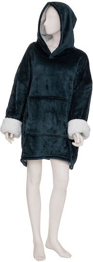 A-S Hoodie Egeen Blanket Fleece with Sleeves 70x106cm Blue