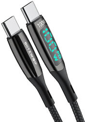 BlitzWolf BW-TC23 Плетена / LED USB 2.0 Кабел USB-C мъжки - USB-C мъжки 100W Черно 1.8м