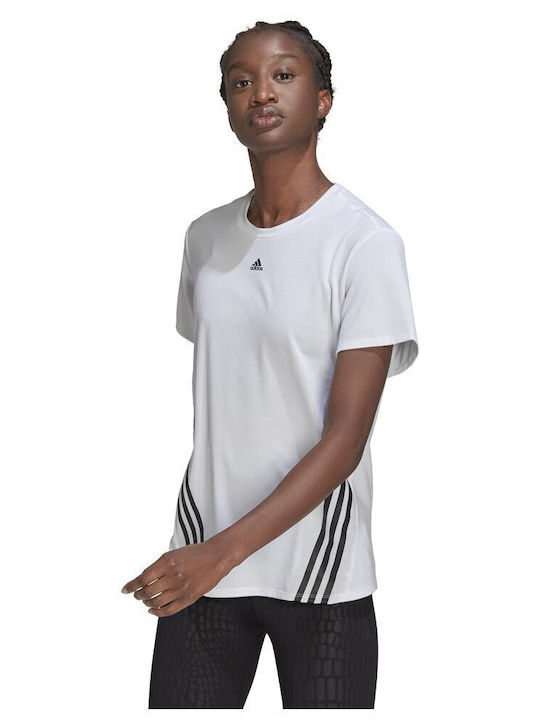 Adidas Train Icons 3-Stripes Γυναικείο Αθλητικό T-shirt Fast Drying Λευκό