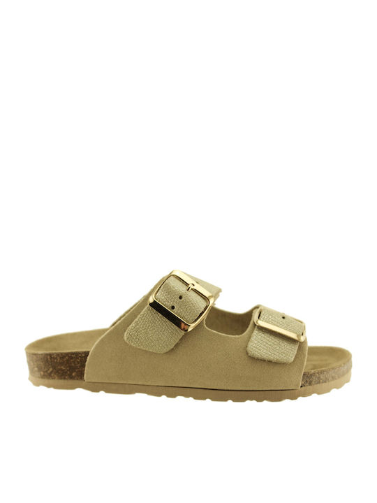 Adam's Shoes Leder Flache Sandalen für Damen Camel