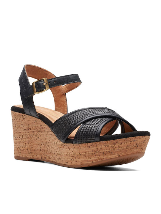 Women's Leather Platform Shoes Black
