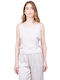 Damen Sommer Crop Top Satin mit Trägern Beige