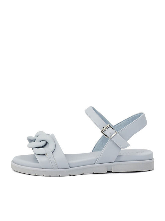 Flache Sandalen für Damen mit Riemen in Hellblau Farbe