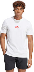 Adidas Aeroready Tennis Roland Garros Graphic Αθλητικό Ανδρικό T-shirt Λευκό με Στάμπα