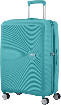 American Tourister Soundbox Spinner Expandable Cabin Travel Suitcase Hard Turquoise Tonic with 4 Wheels