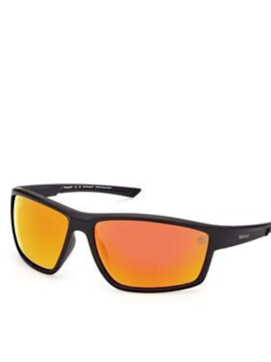Timberland Men's Sunglasses with Black Plastic Frame and Orange Mirror Lens TB9287 02D