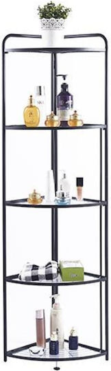 Next 18873-09-2 Corner Floor Bathroom Shelf Metallic with 5 Shelves 35x38x156cm Black