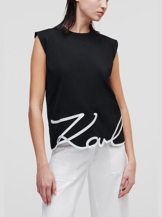Karl Lagerfeld Women's Athletic Blouse Sleeveless Black