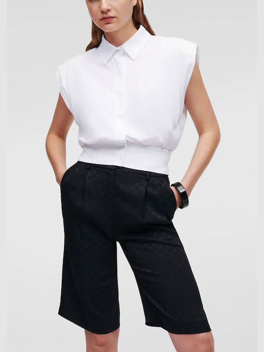 Karl Lagerfeld Women's Monochrome Sleeveless Shirt White