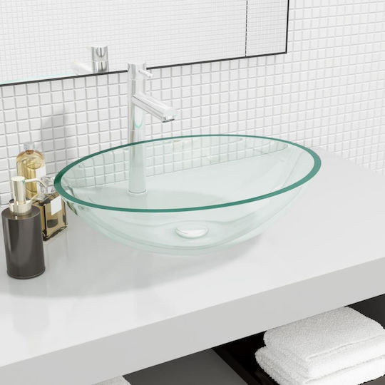 vidaXL Deasupra Blatului Chiuvetă Sticlă 50x37x14cm Transparent vidaXL Deasupra Blatului Chiuvetă Sticlă 50x37x14cm Transparent