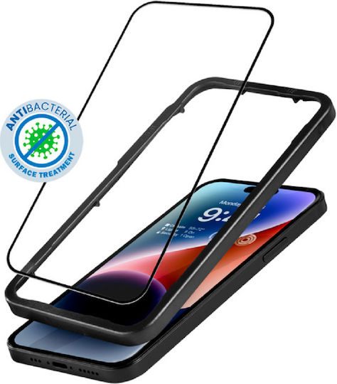 Crong Armour 3D 0.33mm Antibacterial Full Face Tempered Glass Μαύρο (iPhone 14 Pro)