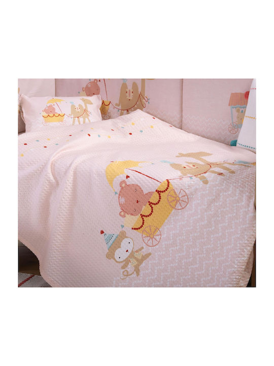 Nef-Nef Homeware Decke Kinderbett Exploring Together Waffel Rosa 110x150cm