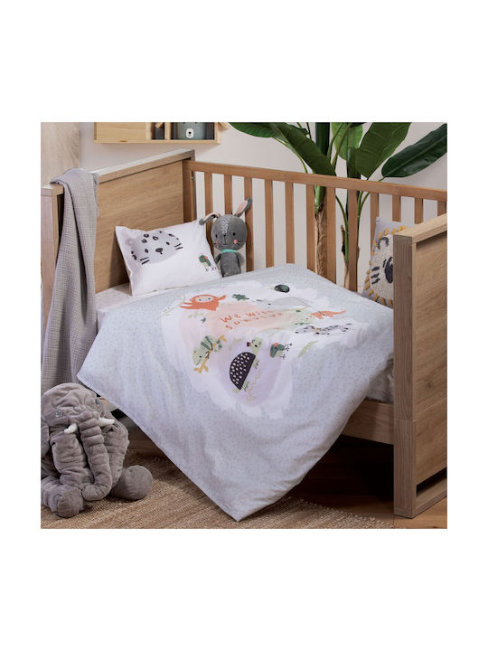 Nef-Nef Homeware Σετ Βρεφικά Σεντόνια Κούνιας Βαμβακερά Survivors Γκρι 120x170εκ. 3τμχ