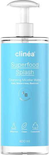 Clinea Superfood Splash Apă micelară Îndepărtare Machiaj Față 400ml