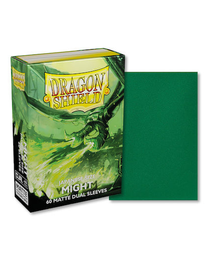 Dragon Shield Might Двойни Матирани Ръкави За Карти Японски Размер 60 Бр Зелени