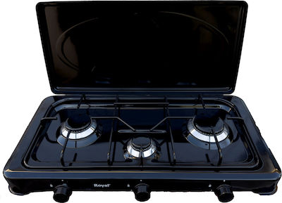 Royal Liquid Gas Countertop Triple Burner Black