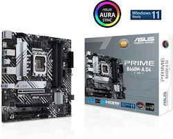 Asus Prime B660M-A D4-CSM Motherboard Micro ATX με Intel 1700 Socket