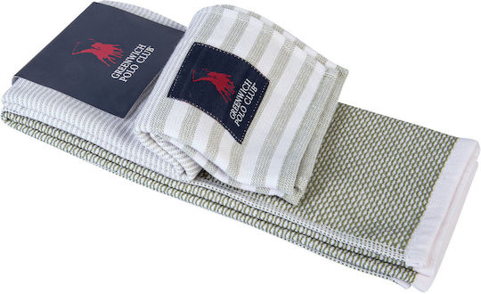 Greenwich Polo Club 2696 Handtuch aus 100% Baumwolle White - Green 60x40cm 2Stück