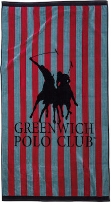 Greenwich Polo Club 3777 Beach Towel Cotton Red / Petrol 180x90cm.