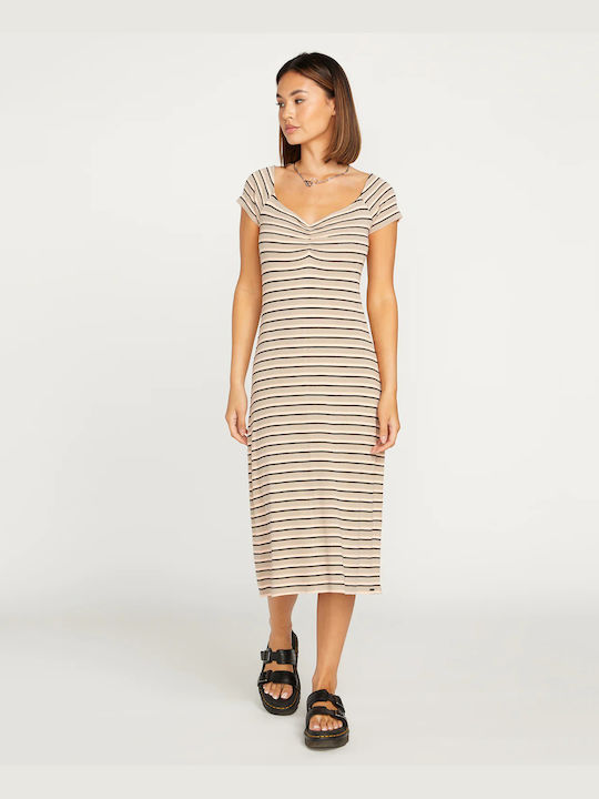 Volcom Sommer Midi Kleid Gestreift