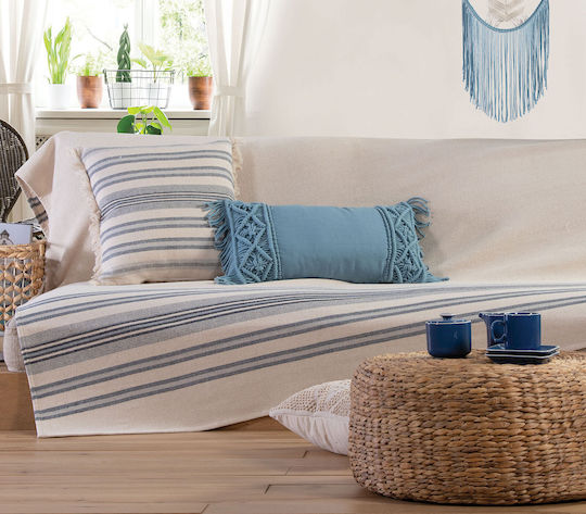 Nef-Nef Homeware Miles Двуместен Диван П180xМ250см Бял / Син Nef-Nef Homeware Miles Двуместен Диван П180xМ250см Бял / Син