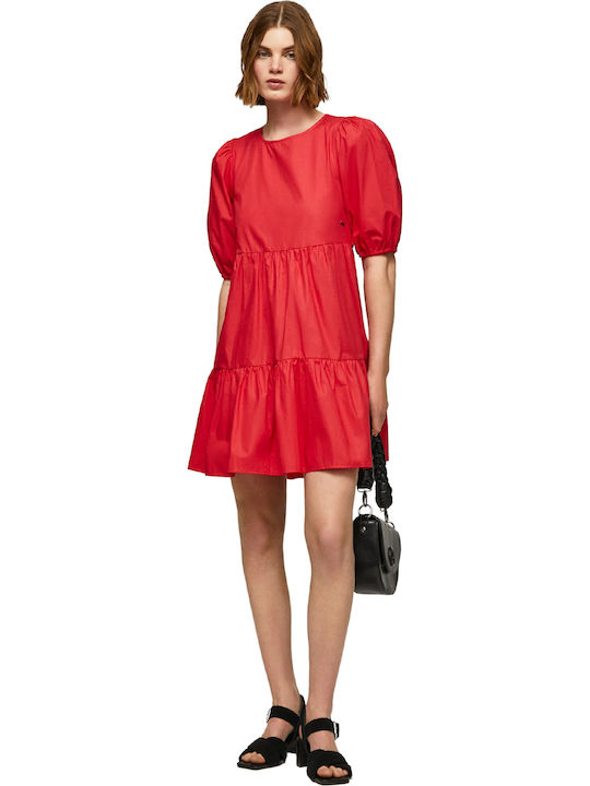 Pepe Jeans Bella Sommer Mini Hemdkleid Rot
